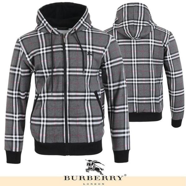 버** 기마 자수 체크 후드 집업