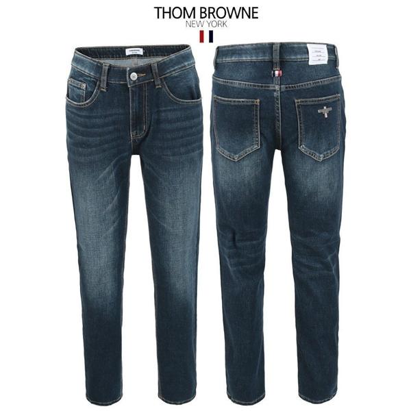 톰* 진청 히든밴딩 슬림일자팬츠