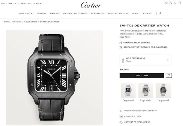 까*** 산토스 드 까*** 워치 라지 블랙