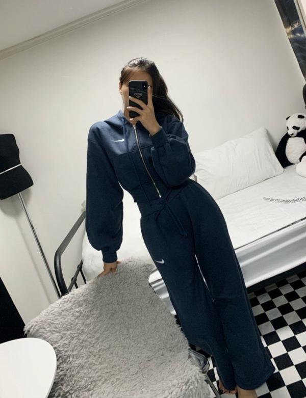 나** 후드크롭 기모세트