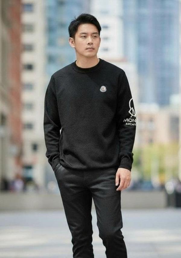 로고 패치 자카드 라운드 니트수입최고급(남녀공용)