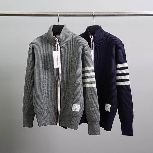 톰* 사선완장 베이직 니트 집업