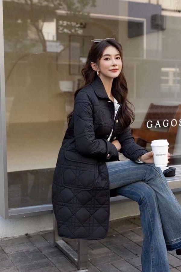 디* 누빔 롱자켓