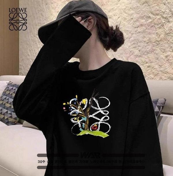 로** 트리 패턴 디자인 밍크양기모 티셔츠