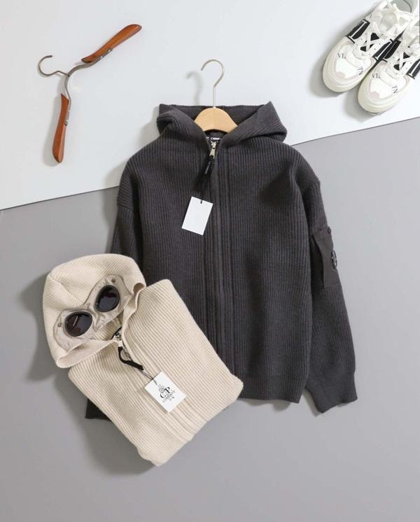 C* 컴퍼니 고글 후드 니트 풀 집업