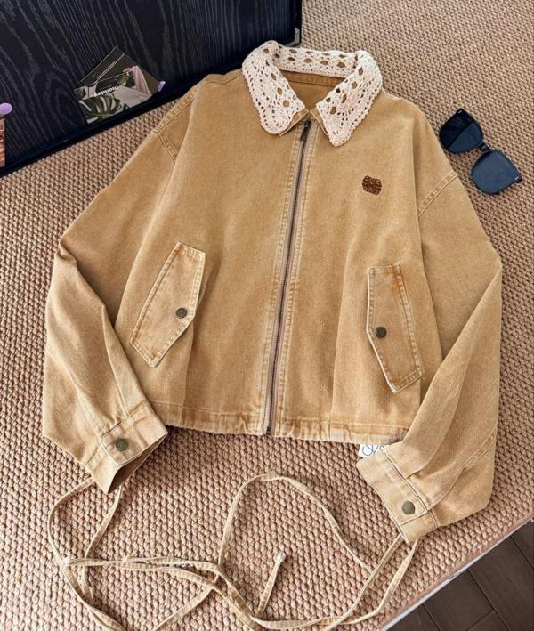 로** 25 무드 더블 칼라 자수로고 워싱 자켓  수입