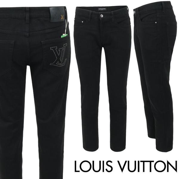 루* 스터드 스틸로고 블랙슬림 일자진