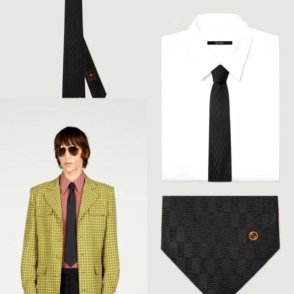 구* 기하학적 실크 자카드 넥타이