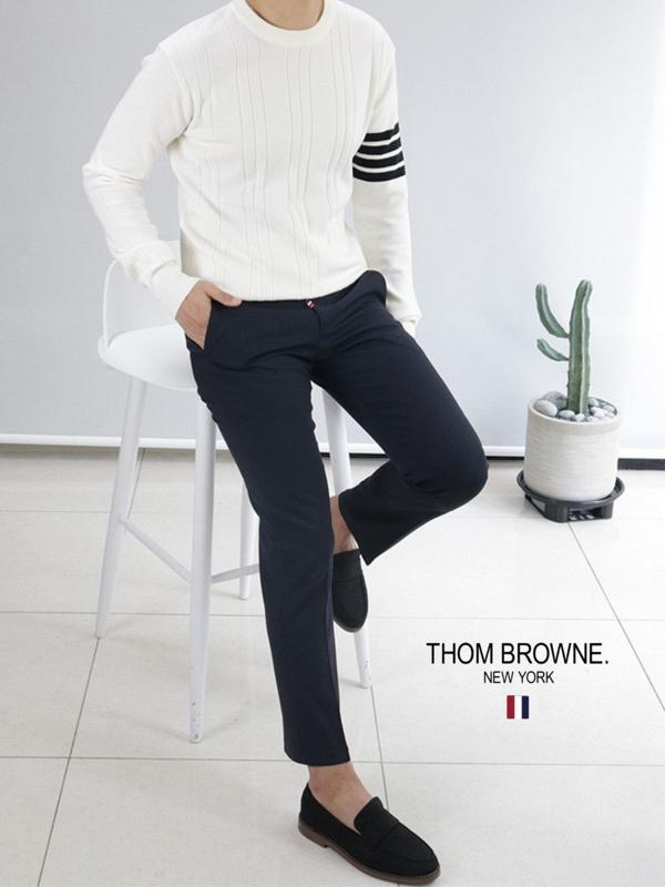 톰* 가죽탭 삼선밴딩 슬랙스