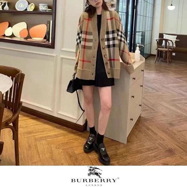버** 체크 울 가디건