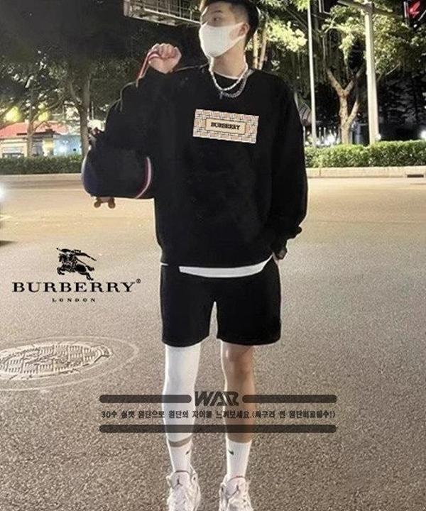 버** 베이직 BOX 체크 레터링 밍크양기모 티셔츠