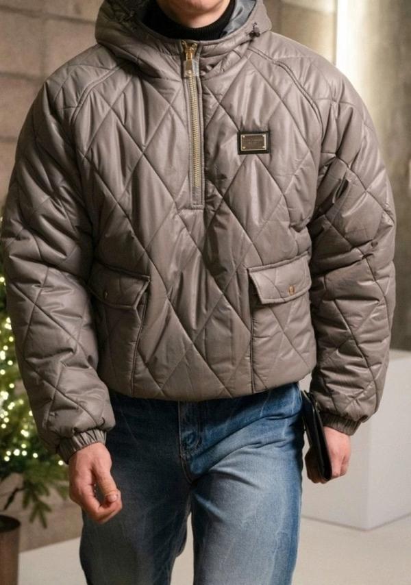 돌* 아노락 레더 퀄팅 패딩