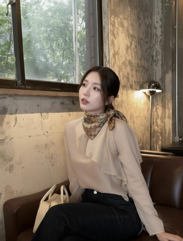 구* 홀스빗 플라워 스카프