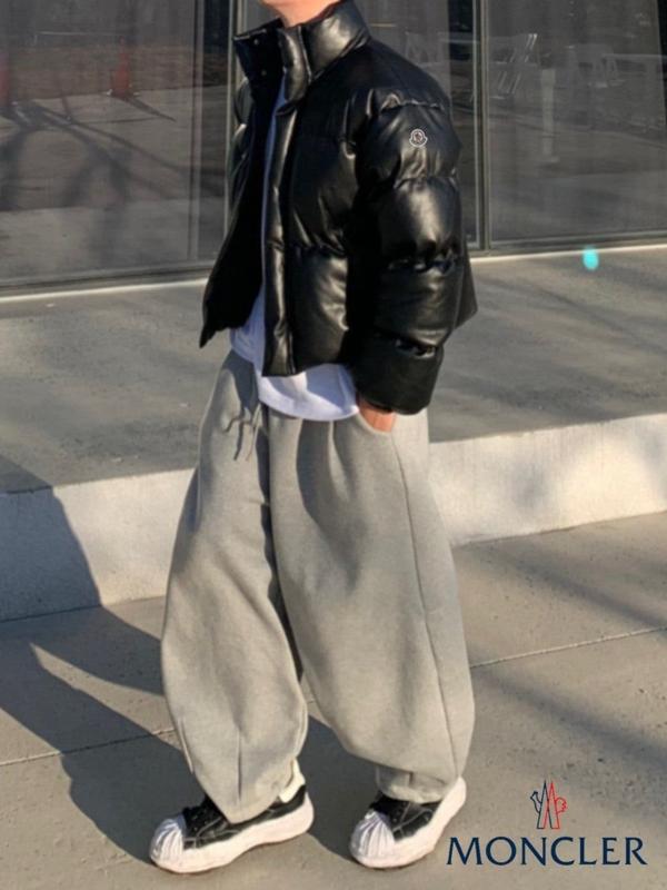 애나멜 레더 숏패딩