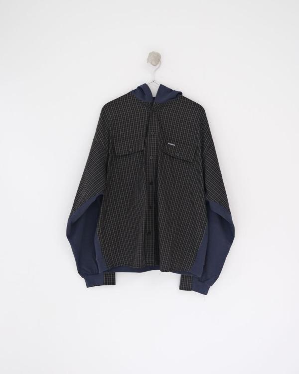 발**** 25 하이브리드 체크 포켓 후드 셔츠  수입