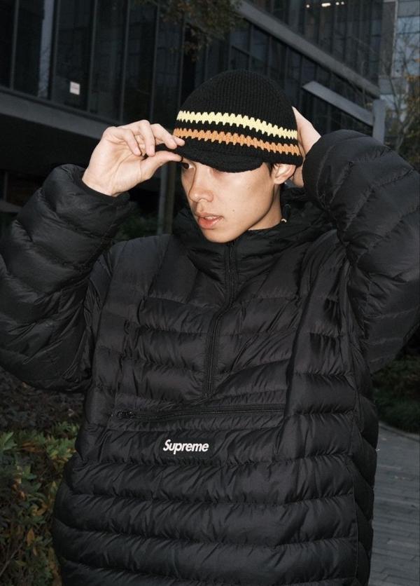 슈** WEEK6 마이크로다운 하프 집업 후드 풀오버 아노락  수입