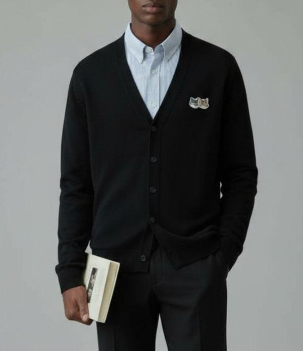 메* 키츠네 투폭스헤드 V넥 울가디건수입풀