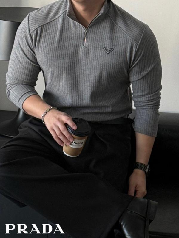 프** 머슬핏 긴팔 반집업