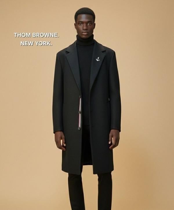 톰* 럭셔리 라인 삼선 시그니쳐 롱코트