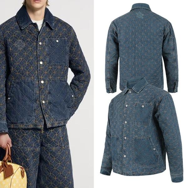 루* 모노 퀄팅자수 데님 누빔자켓