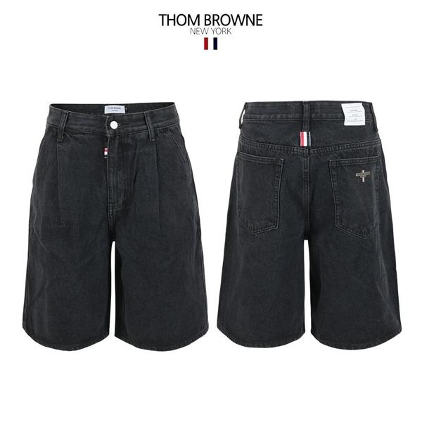 톰* 블랙 핀턱 벌룬 6부 버뮤다 팬츠