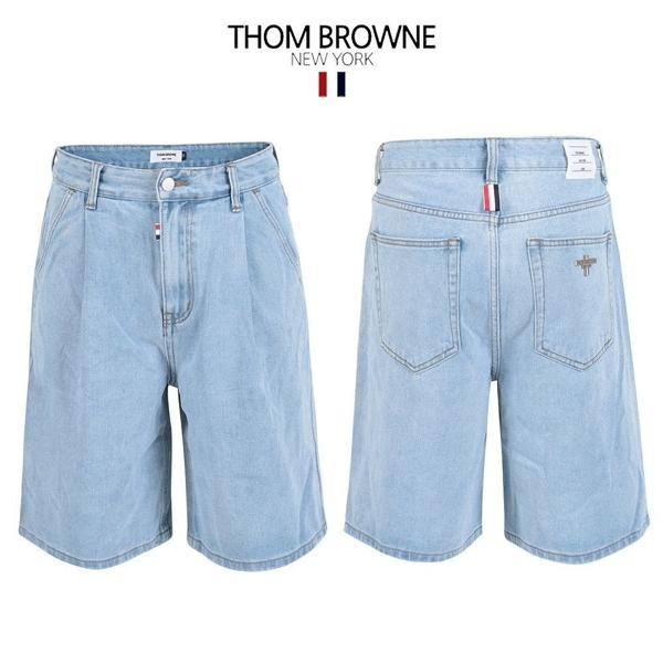 톰* 연청 핀턱 벌룬 6부 버뮤다 팬츠