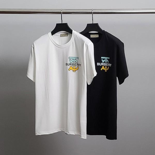 버** 투톤 패턴 코튼 반팔티