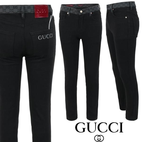 구* 레터링 로고 자가드 블랙 슬림 일자진