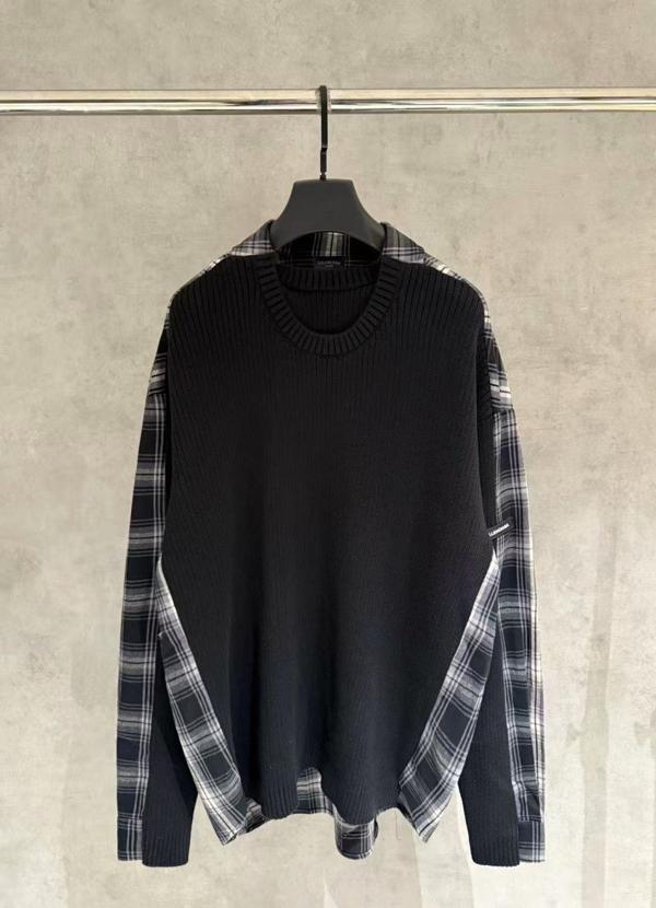 발**** 하이브리드 플래드 스웨터 니트