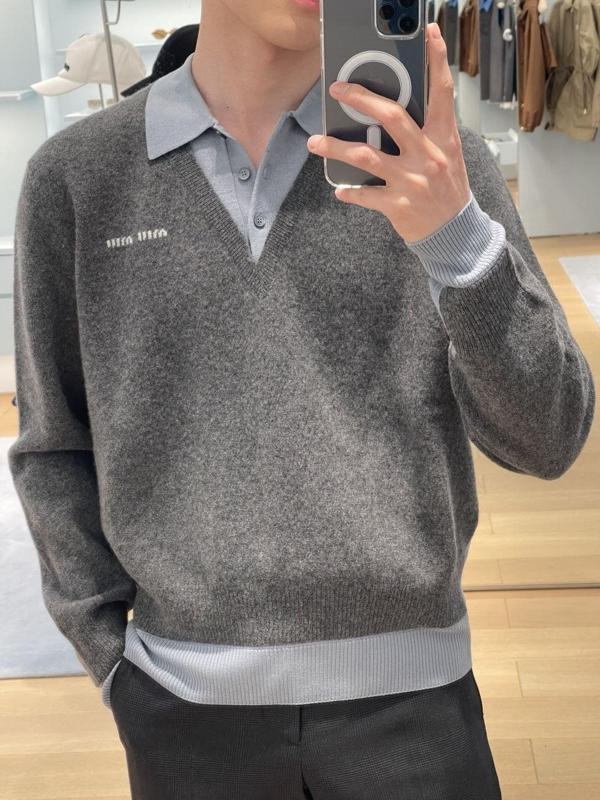 미*** 26 페이크 레이어드 울 폴로 스웨터  수입