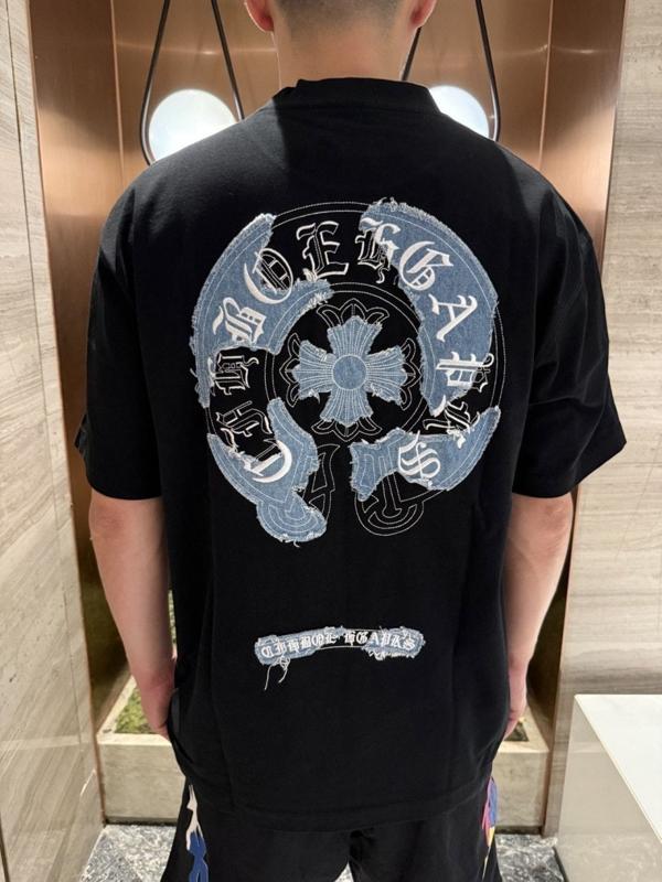 크* 데님 말굽자수 티셔츠