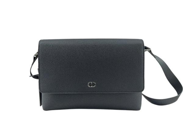 디* CD Icon 플랩 스트랩백 블랙 매트 그레인 송아지 가죽 풀박스