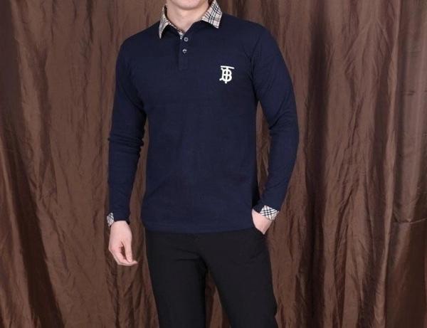 버** 모노그램 자수 카라 긴팔티셔츠