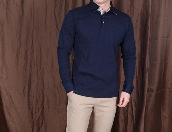 버** 소매체크 카라 긴팔티셔츠