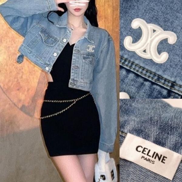 셀** 로고패치 크롭 데님자켓
