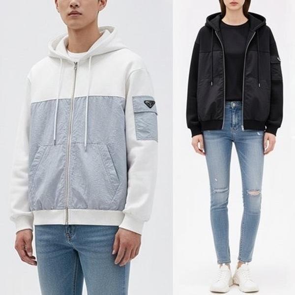 프** 배색포인트 후드집업