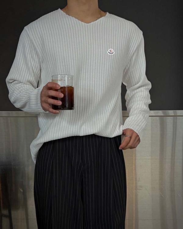 골지 V넥 데끼 썸머 니트