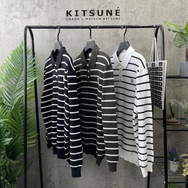 메* 마르지엘라 스트라이프 카라 니트