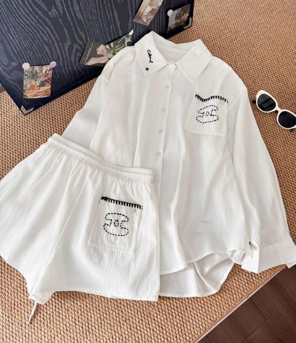 샤* 자수 텐셀 린넨 셔츠  팬츠 세트  수입