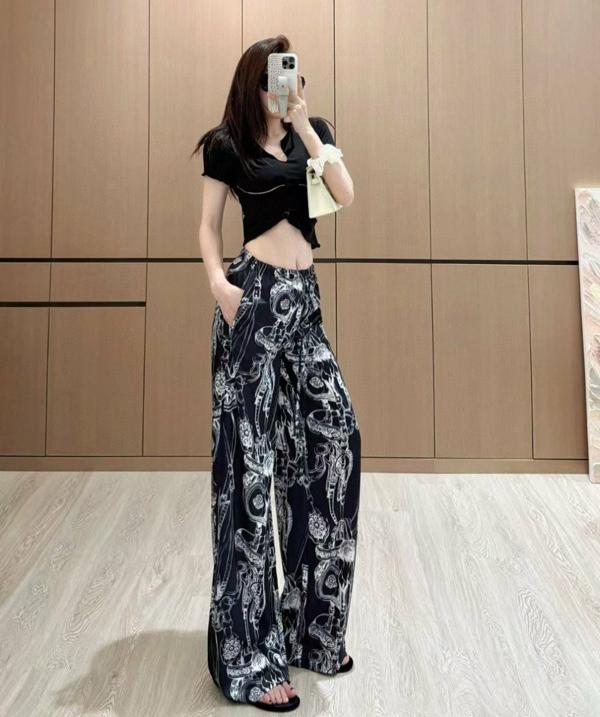 에*** 패턴 실키 팬츠