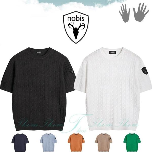 노** 꽈베기 라운드 반팔 니트