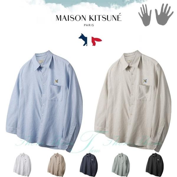 메* 키츠네 포켓 린넨 셔츠