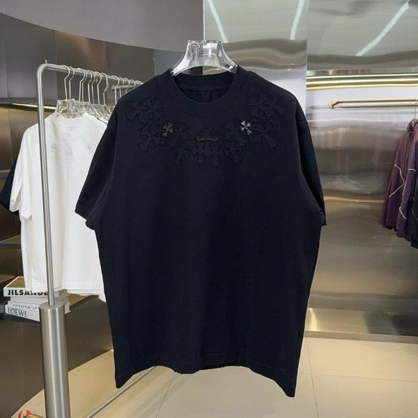 크* 넥 크로스 티셔츠