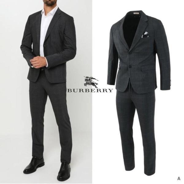 버** 글랜체크 슬림 정장 세트