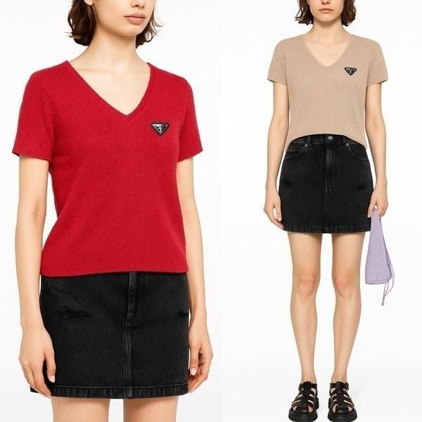 프** 부클 브이넥 니트반팔