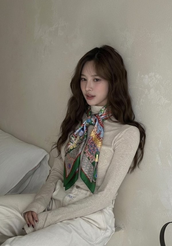 에*** 이니셜 그린 스카프