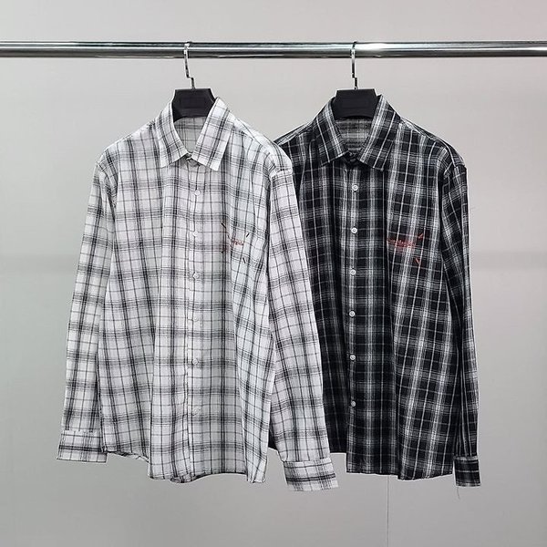 메* 마르지엘라 레드넘버 오버 체크 셔츠