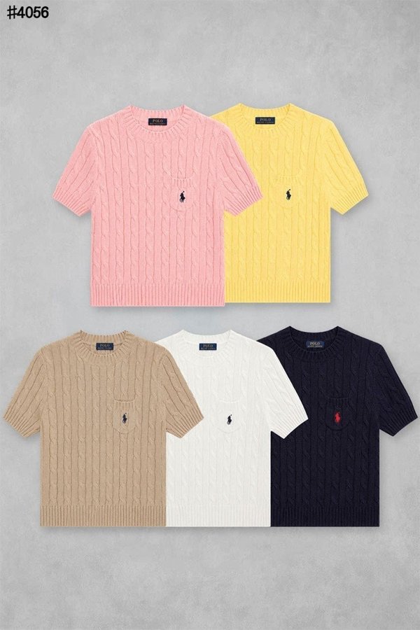 폴* 랄프 로렌 우먼스 크루넥 꽈배기 니트 풀오버