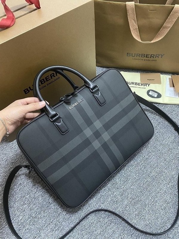 버** 체크 블랙 서류 가방
