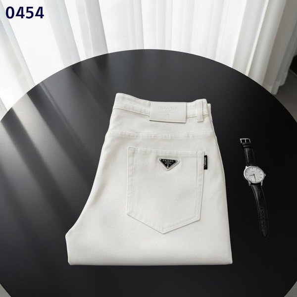 프** 삼각로고 화이트 데님 팬츠